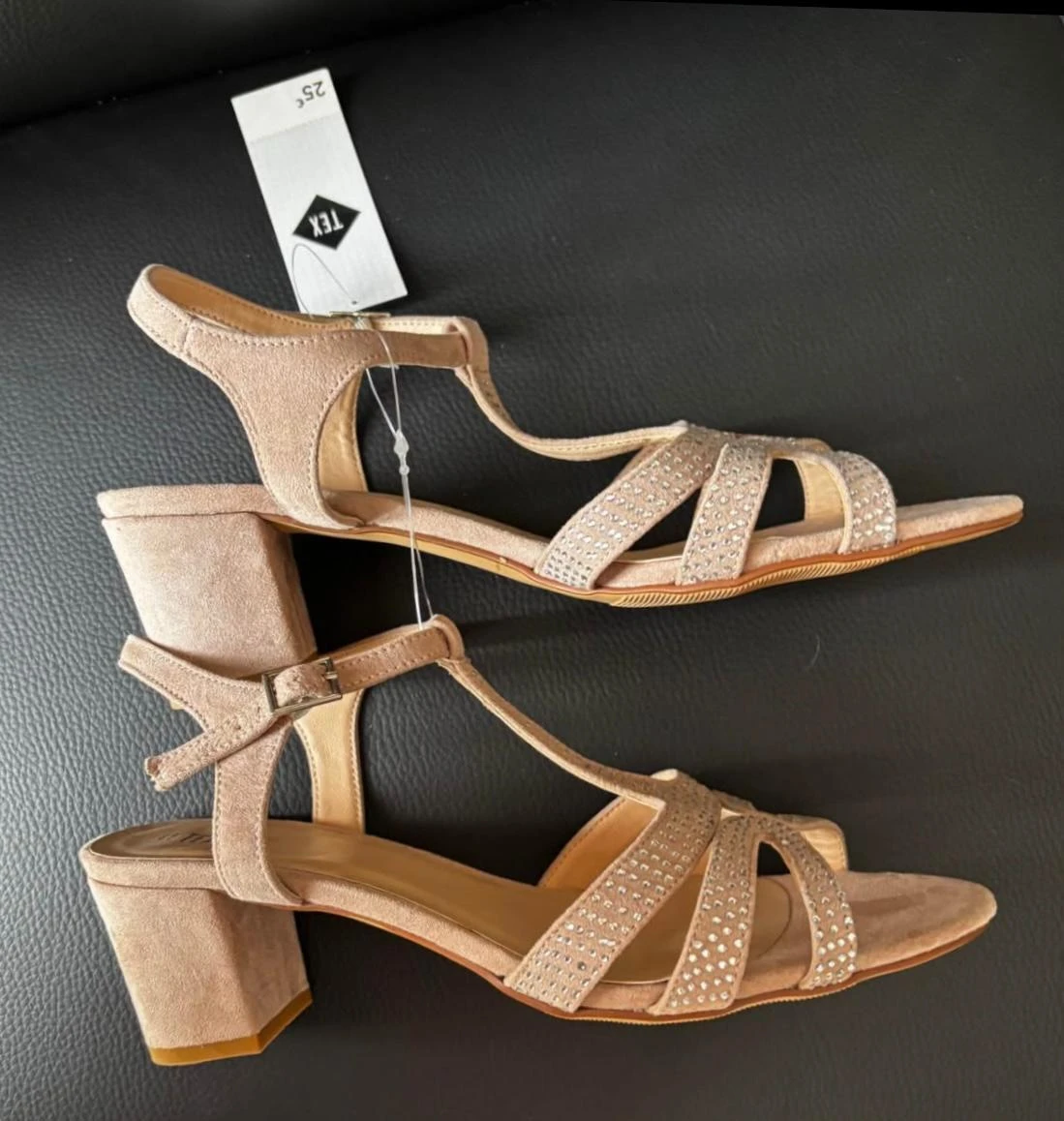 👡 Pink nubuck sandals with shiny rhinestones - Size 41 – photo 3